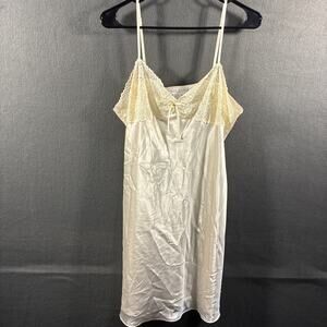 VTG y2k morgan taylor women babydoll slip dress XL white fairy lace bow coquette